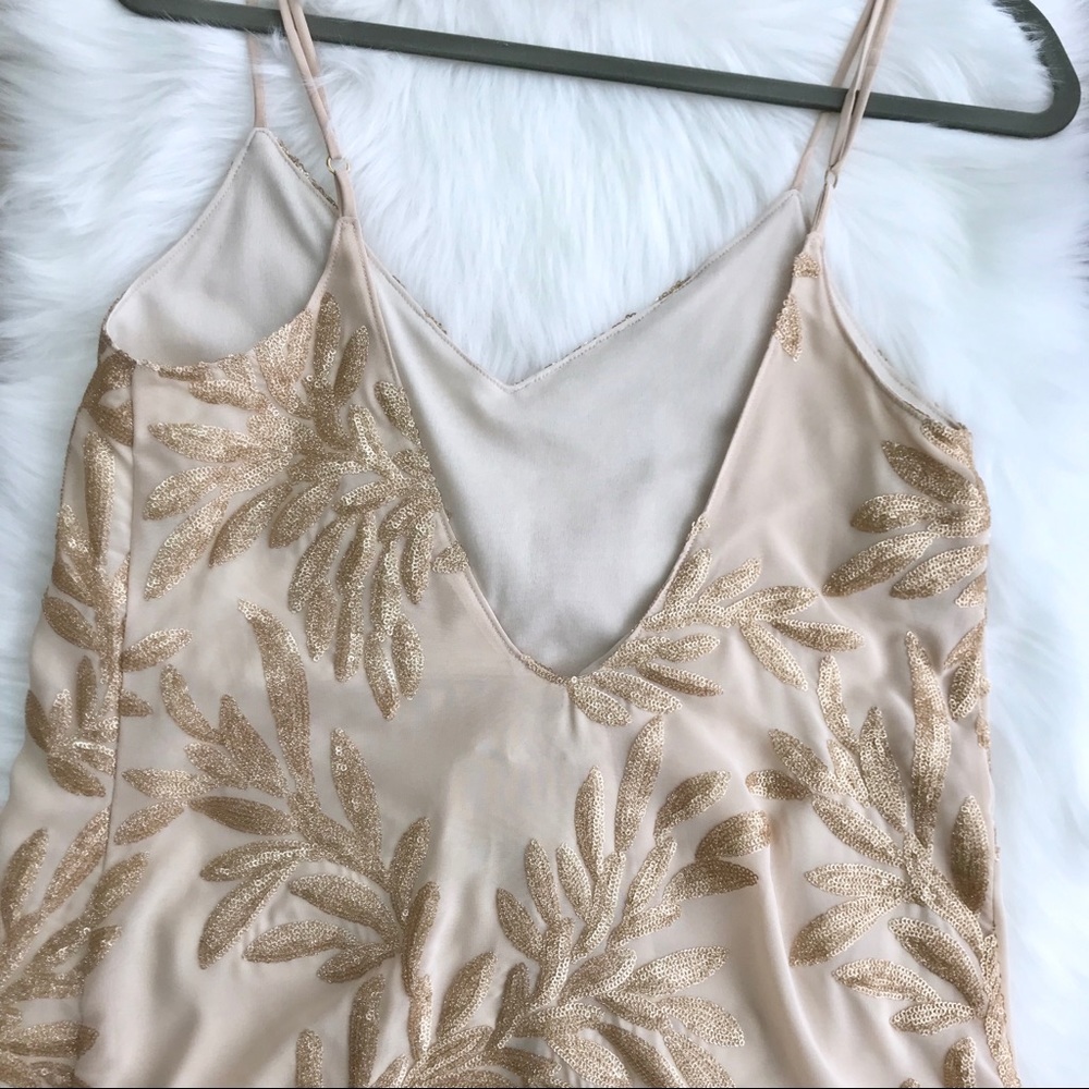 Show Me Your Mumu Gold Metallic Leaf Print Dress - Picture 5 of 8
